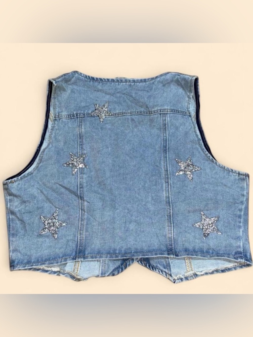 SHEIN Light Blue Denim Star Embellished Vest - Picture 2 of 4